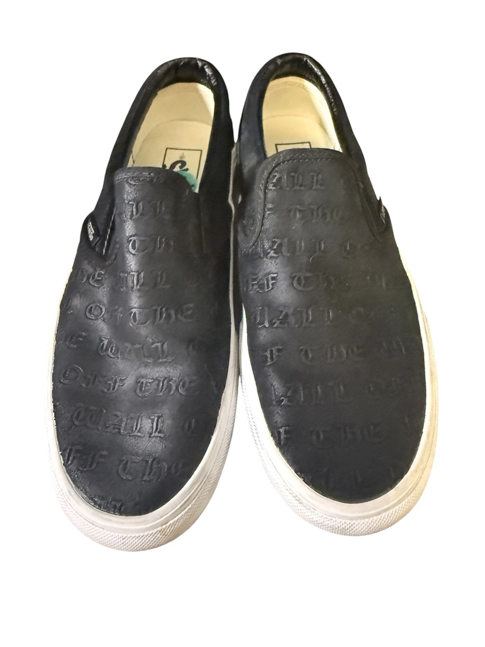 Women’s Vans Black Embossed Leather Slip-On Sneakers Size 7.5
